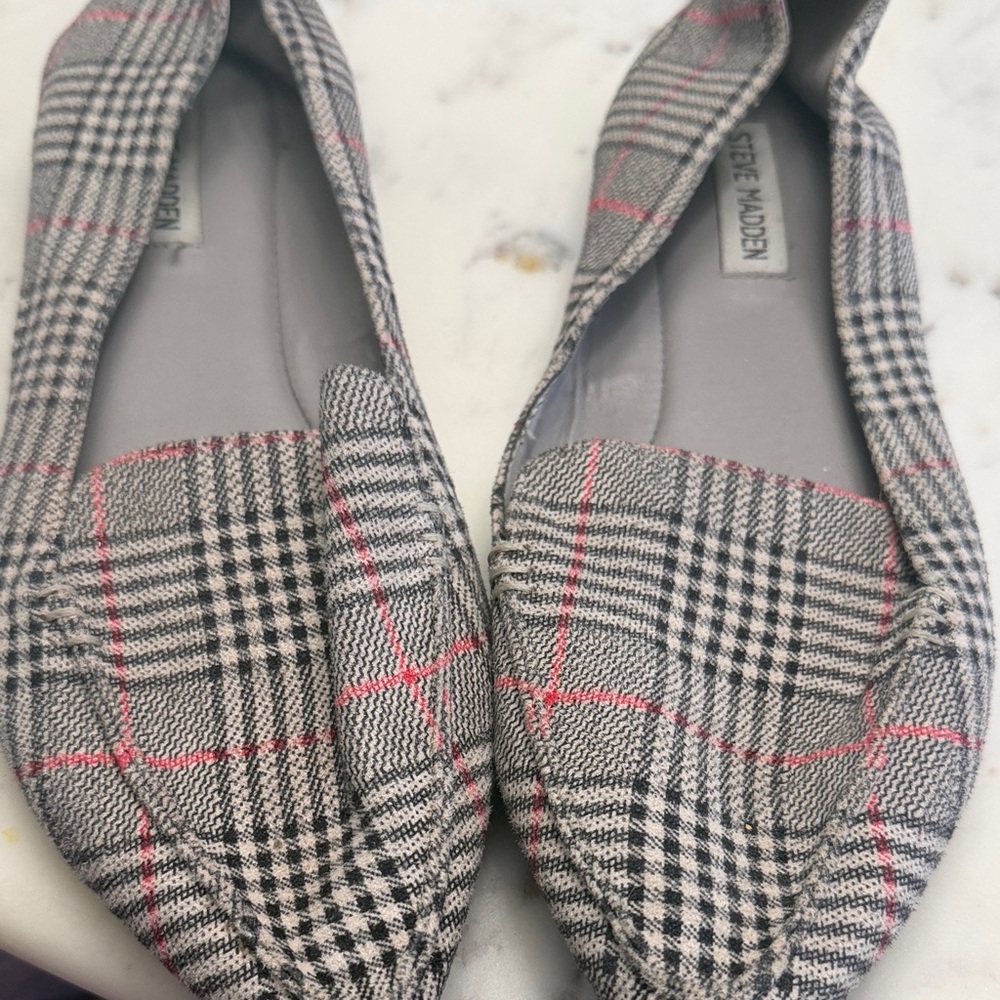 Steve Madden Plaid Loafers - Black, Gray, and Red